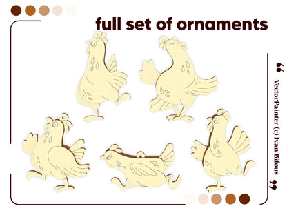 Easter Chicken Ornament - Set of 5 Hens