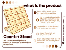 Load image into Gallery viewer, Downloadable laser cut file for counter stand
