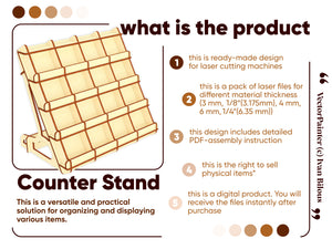 Downloadable laser cut file for counter stand
