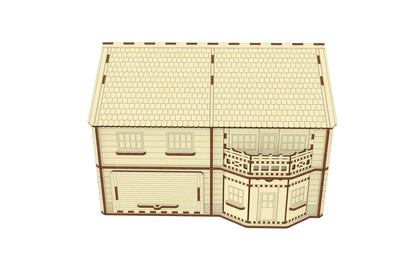 House with pull-out rooms-shelves