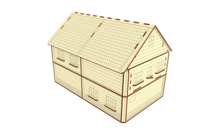 House with pull-out rooms-shelves