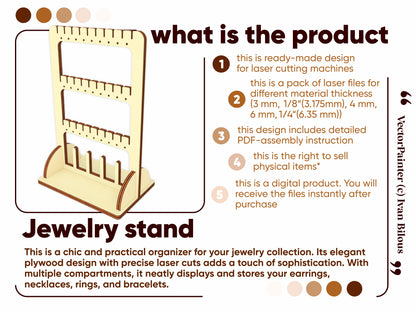 Downloadable laser cut file for Jewelry Stand.