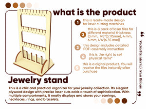 Downloadable laser cut file for Jewelry Stand.