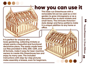 How to use the laser cut greenhouse design,  growing microgreens and using the greenhouse as a storage box, ready made project with multiple file formats (SVG, DXF, CDR, AI) for laser cutting