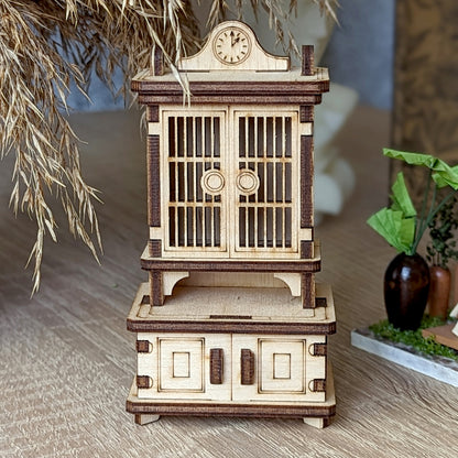 Cupboard Doll furniture with holes for fastening
