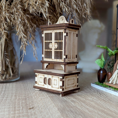 Cupboard Doll furniture with holes for fastening