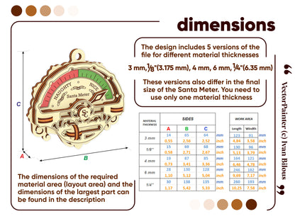 Laser Cut Santa Ornament with Movable Arrow - A Novelty Christmas Decoration