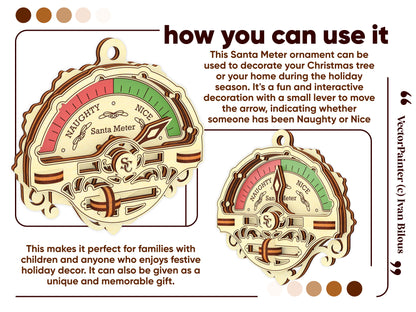 Christmas Tree Hanging Santa Meter Ornament - A Whimsical Addition to Your Decor