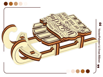 Set of 5 Christmas Sled Ornaments