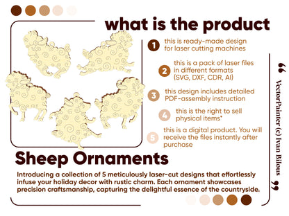 Easter Sheep Ornament - Set of 5