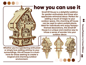 Elf house design for laser cutting with intricate details.