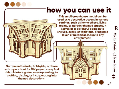 Product placement ideas banner displaying a decorative mini conservatory structure crafted from laser cut plywood blocks.