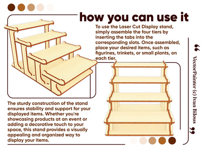 Tiered display stand design for laser cutting