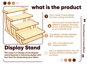 Downloadable laser cut file for tiered display stand