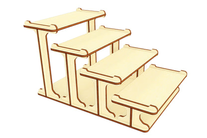 Downloadable and easy-to-assemble laser cut file: Tiered display stand