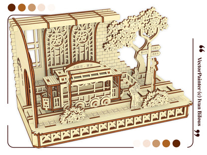 Japanese Tram Station Diorama