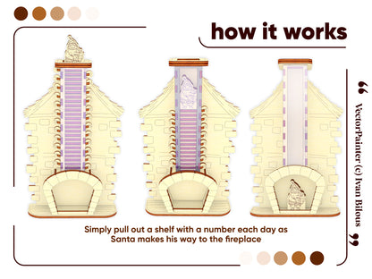 Countdown Advent Calendar with interactive shelves - laser cut design
