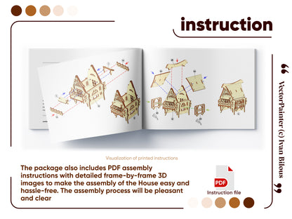 Downloadable laser cut file for a Garden Gnome House wooden model, ideal for DIY enthusiasts