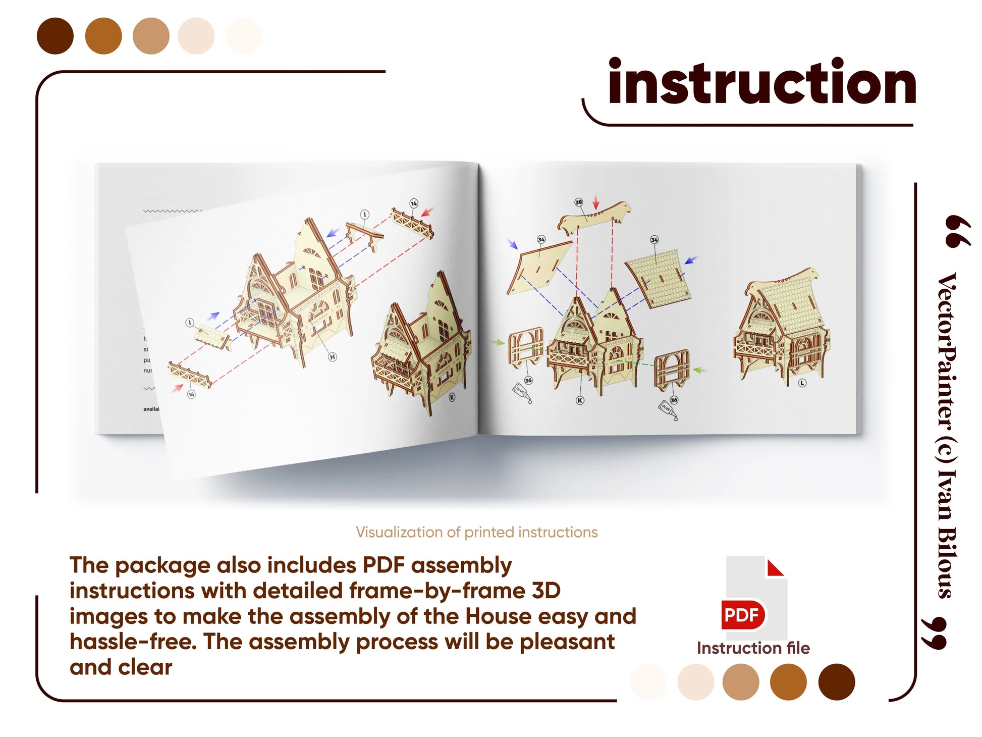 Downloadable laser cut file for a Garden Gnome House wooden model, ideal for DIY enthusiasts