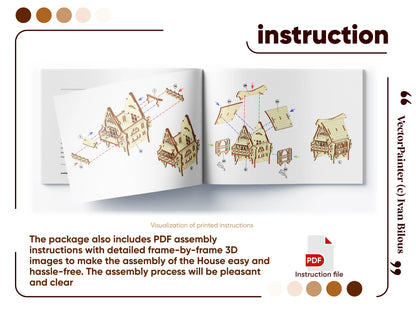 Downloadable laser cut file for a Garden Gnome House wooden model, ideal for DIY enthusiasts