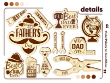 Load image into Gallery viewer, Detailed close-up images of individual Father Day keychain designs
