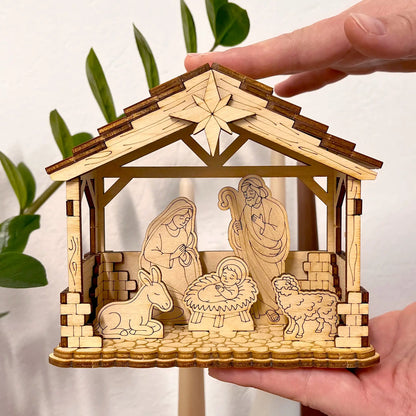 Pesebre con y sin Sagrada Familia - Archivo de corte láser SVG y DXF