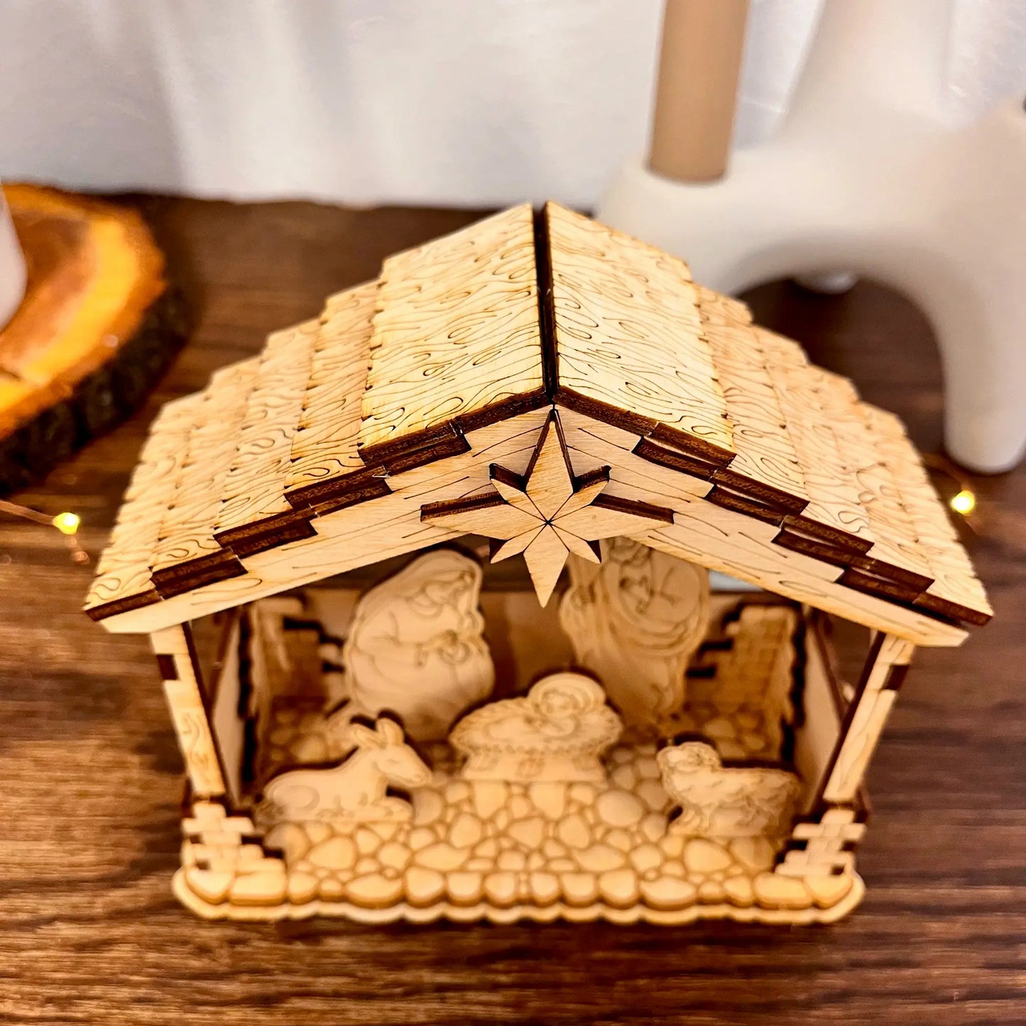 Pesebre con y sin Sagrada Familia - Archivo de corte láser SVG y DXF