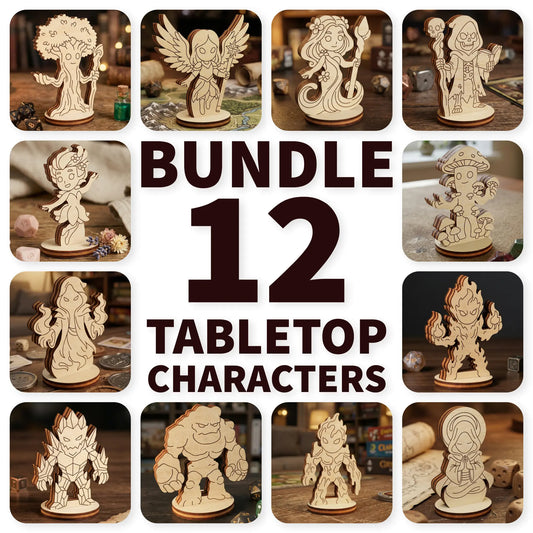 12 Fantasy Tabletop Characters Bundle - Laser Cut Files SVG & DXF