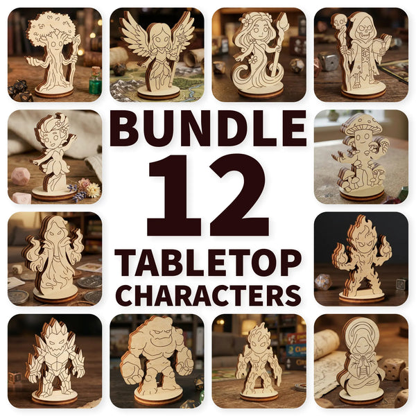 12 Fantasy Tabletop Characters Bundle - Laser Cut Files SVG & DXF
