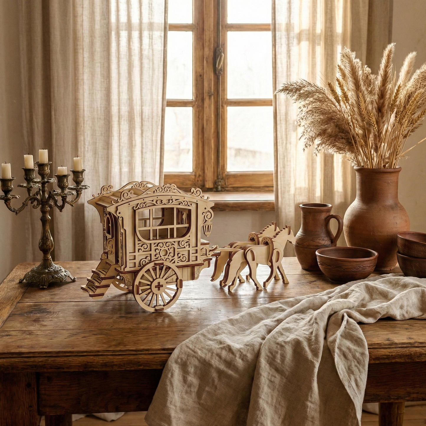 Carriage with horses - Laser Cut File SVG & DXF