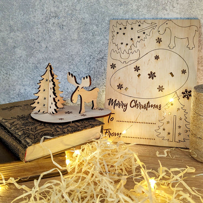 Christmas gift card with deer