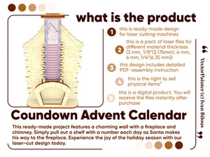 Digital download: Detailed laser cut plan for Countdown Advent Calendar project