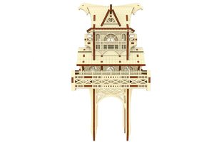 Glowforge compatible laser cut file for a charming Garden Gnome House wooden model, complete with detailed features.