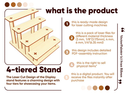 Downloadable laser cut file for tiered display stand