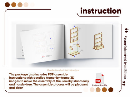 Laser cut design: Jewelry Stand with adjustable compartments.