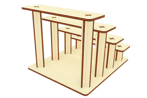 Miniature laser cut model: tiered display stand with stylish design