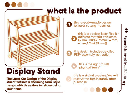 Laser cut project: Display Stand with three tiers for showcasing your items