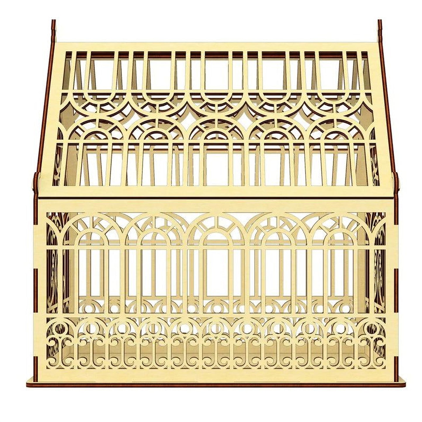 a wooden structure with an intricate, decorative design.