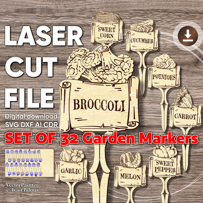 Fairy Garden Stakes Set - Laser Cut File SVG & DXF