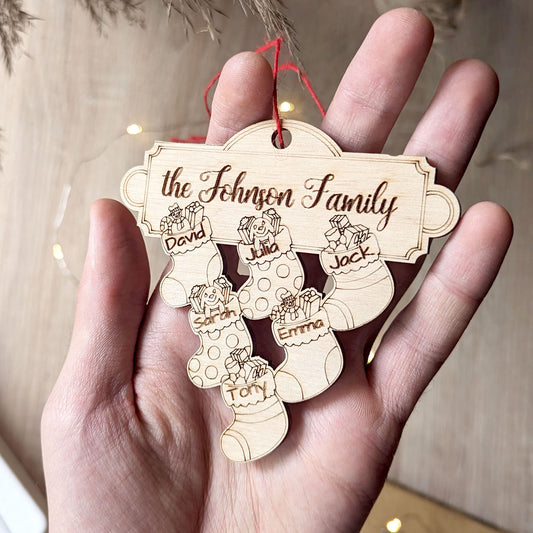 Family Christmas Stocking Ornament Laser Cut File