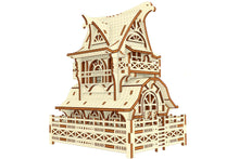Load image into Gallery viewer, Downloadable laser cut file for a Garden Gnome House wooden model, ideal for DIY enthusiasts.
