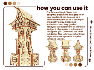 Laser cut miniature tower with curved roof and intricate details