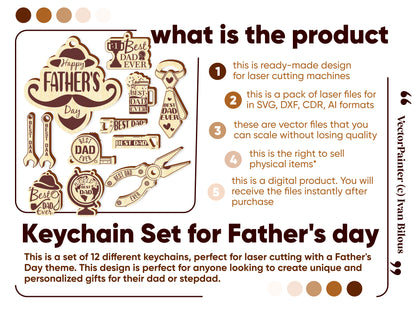 Father Day keychains Laser cutting files