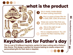 Father Day keychains Laser cutting files