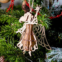 Load image into Gallery viewer, 3D wooden Christmas Angel ornament holding a star, perfect for gift-making
