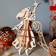 Load image into Gallery viewer, Laser-cut Christmas Angel ornament with star, perfect for festive decorations
