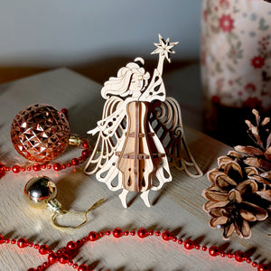 Digital file of a Christmas Angel ornament with a star, ideal for laser cutting machines