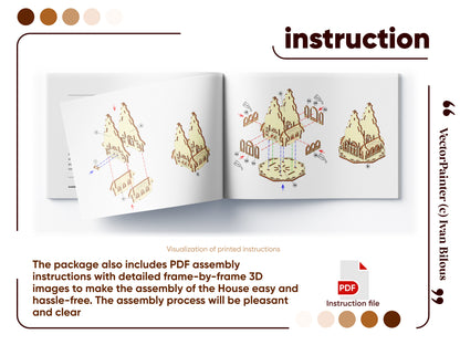 Assembly instruction of Plywood project: Garden Elf House with decorative elements