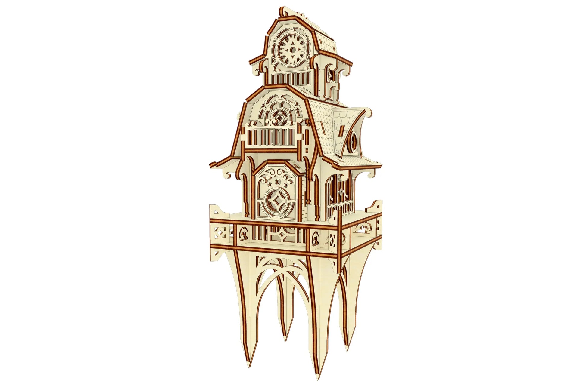Digital 3D rendering of the intricate garden stake option, beautifully designed from layered laser cut plywood.