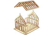 Load image into Gallery viewer, Laser cut plywood Greenhouse with opened roof-lid

